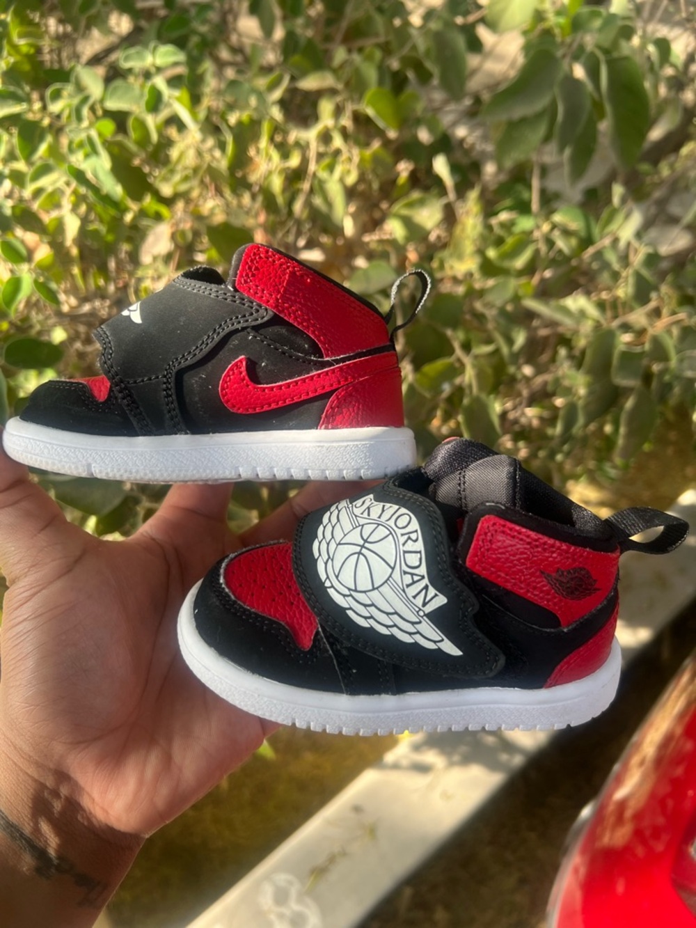 Jordan Baby High-Top Sneakers in Black & Red